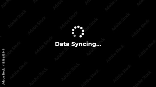 Data syncing animation with progress bar, spinning loader, and smooth digital synchronization effect for creative projects.