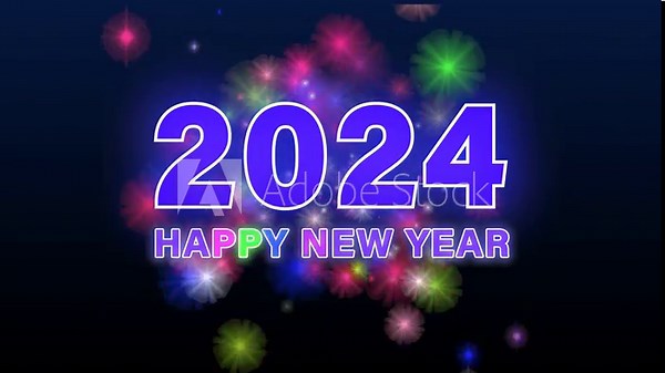 happy new year greetings, 2024 wishes, animated greetings with fireworks