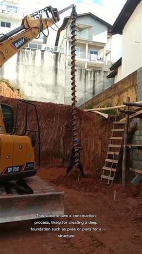 construction process, likely for creating a deep foundation#construction