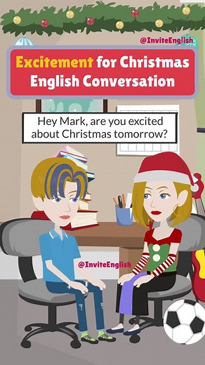 9.6K views · 318 reactions | Excitement For Christmas! English Conversation Anna and Mark talk happily about Christmas plans: decorating the tree, family dinners, gift wishes, and the joy of traditions. #inviteenglish #englishconversation #conversationpractice #learnenglish #englishspeaking #marrychristmas #christmas #englishlanguage #dailyenglish #basicenglish #englishreels #englishspeakingpractice #reels #fluentenglish #christmaseve #englishlearner | Invite English | Facebook
