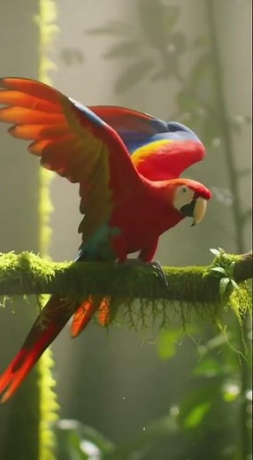 King of Rainforest Scarlet Macaw's Majestic Flight in 4K The Perch Of Peace