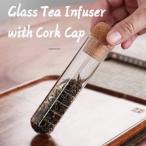 Borosilicate Glass Tea Infuser: Reusable Loose Leaf Tea Steeper With Cork Lid - Etsy