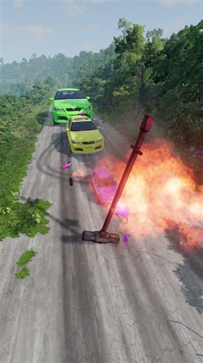 Colorful Small to Big Cars vs Giant Hammer 6 - BeamNG.drive #shorts
