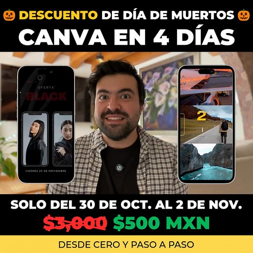 🟣 Domina la creación de contenido en redes sociales con Canva en 4 Días. (Sin Pagar Canva Pro) Lo que Aprenderás en 4 Días: 🗓️ Día 1: ✅ Las herramientas esenciales para diseños increíbles que venden. ✅ Los trucos y atajos para diseñar en poco tiempo profesionalmente. ✅ Conocimiento completo de la plataforma. 🗓️ Día 2: ✅ Formas creativas de promocionar tu negocio o profesión - Hazte notar con Posts. ✅ Diseños en 3D. ✅ Jerarquía Visual - Cómo hacer que resalten tus productos en tus publicacione