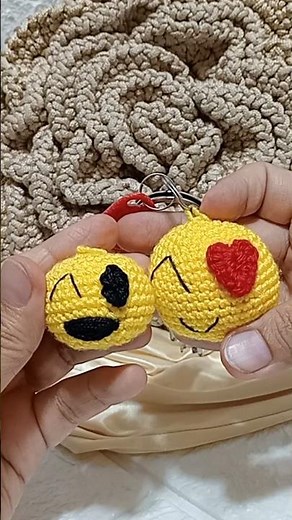 DIY Crochet Emoji Keychain 😍 | Quick & Easy Shorts