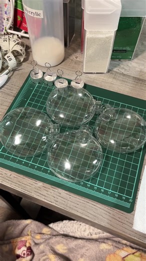 The process of making custom ornaments ✨🎄 #fyp #asmr #crafting #cricut #diy #glitterornaments #christmasornaments