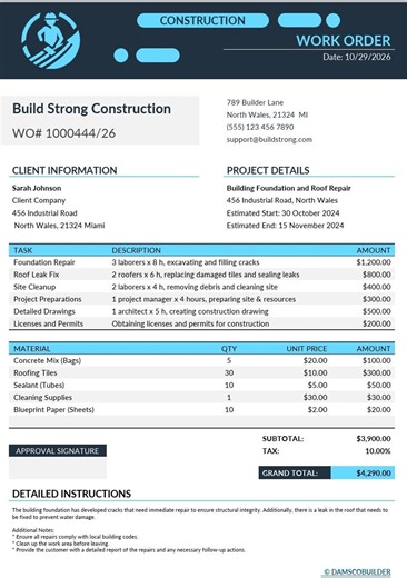 Construction Cost Estimate Template | Contractor Quote Form (editable Word) - Etsy Canada