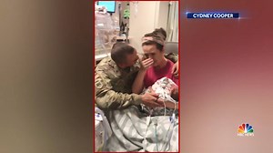 67K views · 663 reactions | A woman in Topeka, Kansas went into premature labor and gave birth to twins — but that wasn't the only surprise the mom received that day. In a video that has captured hearts online, Cydney Cooper's husband, Army Staff Sergeant Skyler Cooper, returned home just in time and with flowers in hand. | NBC Nightly News with Tom Llamas | Facebook