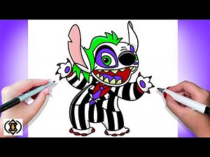 How To Draw Stitch As Beetlejuice | Halloween Drawing Tutorial