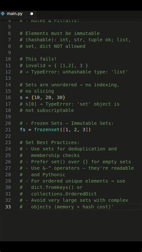 Python Sets Best Practices #Python #PythonProgramming #tips #tipsandtricks #code #programming #learning #developer #coding #fblifestyles #fbreelsfypシ゚ #fbpost2026シ | Pythopedia
