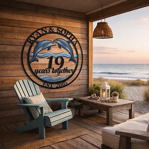Personalized Dolphin Couple Metal Sign, 19 Years Anniversary Wall Art - Etsy