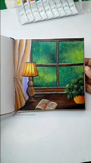 Window scenery painting 😍💜🤗🎨 #easytutorial #acrylicpainting #artshorts