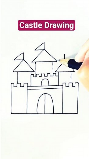 Easy Rainbow Castle Drawing & Coloring for Kids Learn to Draw a Princess Castle #artforkids