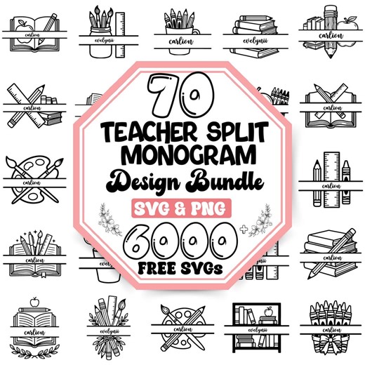 Teacher Split Monogram SVG Bundle |pencil Split Name Svg |teacher Life Svg |name Split Monogram Svg |school Monogram Svg |teacher Crayon Svg - Etsy