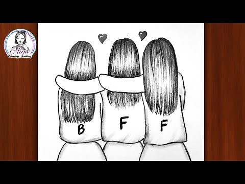 Best Friend ❤️Pencil Sketch Step by Step |Very Easy |How to Draw Friendship Day Drawing |BFF Drawing