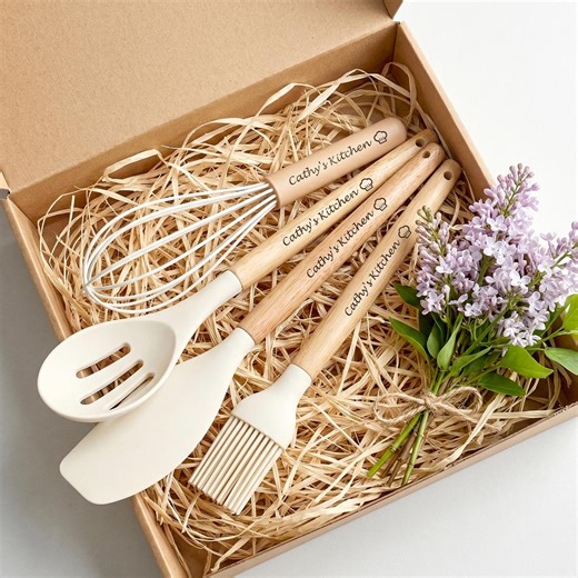 Personalized Engraved Baking Tool Set,custom Silicone Kitchen Utensils,silicone Spatula,wedding Gift Box,kitchen Gifts for Mom,retirement - Etsy Canada