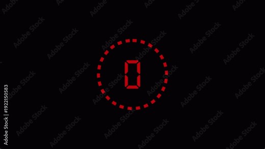 Five second Circle countdown timer animation from 5 to 0 seconds on transparent background with alpha channel, 05 second countdown timer, Countdown video