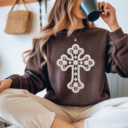 Lace Cross Clipart Set, Christian Cross PNG, Religious Easter Cross Design, Vintage Lace Cross Illustration for POD, Cross of Faith Png - Etsy