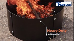 FEBTECH - Fire Ring for Outside Fire Pit - 2MM Alloy Steel 45 inch X 10 Inch fire Pit Ring - DIY Portable Folding Bonfire Pit Insert for Above or In-Ground Fire Pit - Fit for Outdoor Garden & Camping
