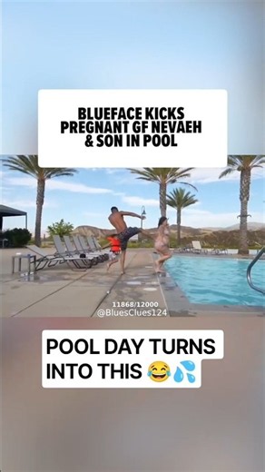 Blueface tossed his girlfriend and their son straight into the pool 😭 chaos or comedy? #shorts