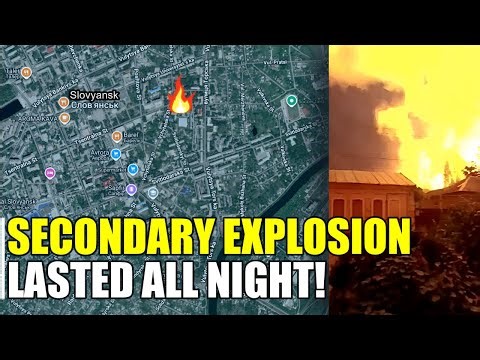 Ammo cooking off in Slovyansk after Russian strike!