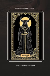 Taurus Zodiac Wall Art | Modern Tarot-style Taurus Illustration | Black & Gold Astrology Decor | Earth Sign Art | Printable Download - Etsy Canada