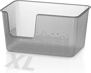 IRIS USA XX-Large Cat Litter Box, Open Top Extra Large Litter Box for Big Cats and Multi-Cat Households, High Sided Scatter Shield, Easy to Clean, 30"L x 20"W x 14"H, Navy