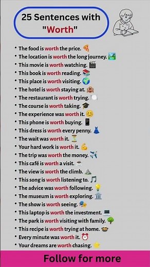 25 English Sentences with "Worth" | Learn Daily Use English | Spoken English Practice