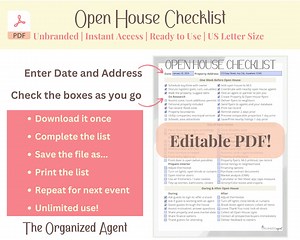 Open House Checklist for Real Estate Agents - Print PDF - Editable PDF - Kids Coloring Pages - Etsy UK