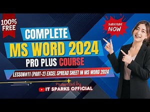 Lesson#11 (Part-2) How to Insert Excel Spread Sheet in MS Word 2024 Step by Step Guide