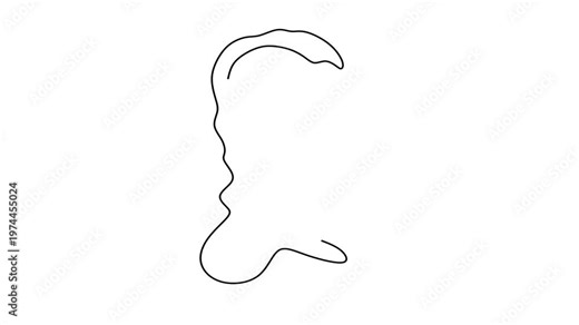 Animated self drawing of continuous line draw of woman's profile. Full length one line animation. 4K