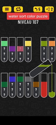Water Sort Color Puzzle Level 107 Solution