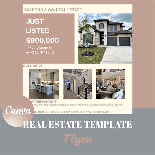 Open House Flyer Template, Real Estate Flyer, Just Listed Flyer, Realtor Marketing Template, Editable Property Flyer - Etsy