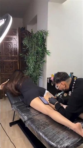 "Epic Sword & Floral Thigh Tattoo on Her 🔥 Real Tattoo Session"