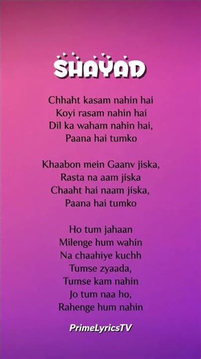 SHAYAD SONG LYRICS #songlyrics#song #hindisong #loveaajkalsong #lyrics #arijitsingh