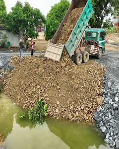 65K views · 629 reactions | New Project Begins! Komatsu Bulldozer and Dump Trucks Loading Stone into Water | Bulldozer City | Facebook