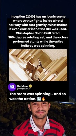 Inception (2010) has an iconic scene where Arthur fights inside a hotel hallway with zero gravity