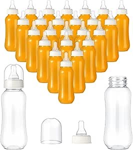 Norme 24 Pcs 9.5 oz Plastic Bottles Chug Shower Game Party Favors for Shower Decorations Gender Reveal Gifts (White)
