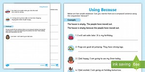 Using Because Activity Sheet