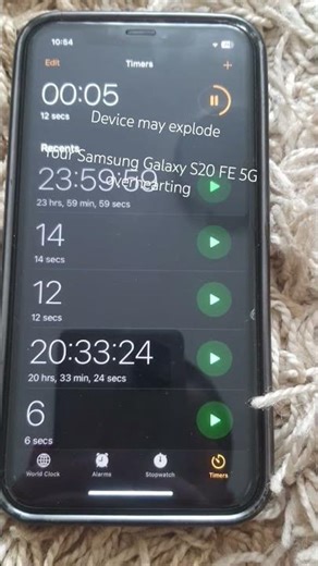Samsung Galaxy S20 Fe 5G explosion timer explode