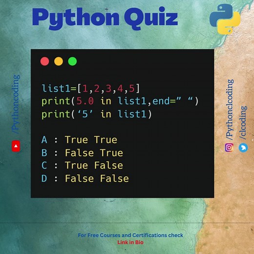 Python Quiz | Day 11 | What is the output of following code ? | Python Coding