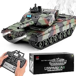 Remote Control Tank, Henglong German Leopard 2A6 Main Battle Tank, 1/16 2.4ghz RC Tanks That Shoots, RC Tanks Vehicles Model with Sound & Light for Ages 14+