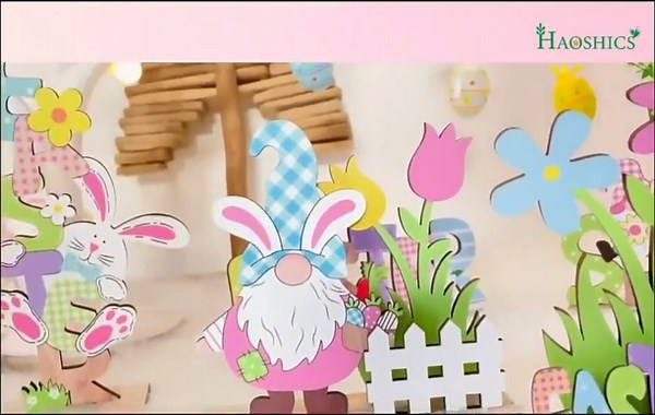 2Pcs Wood Easter Desktop Decorations, Easter Sign Tabletop Spring Rooster and Flower Model Sign, Easter DIY Tabletop Alphabet Craft Spring Decor for Happy Easter Day Boys Girls Room (B)