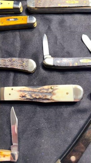 Case knives collection with vintage stag cheetah knife! #vintage #case#zippo #edcknife #deerhunting