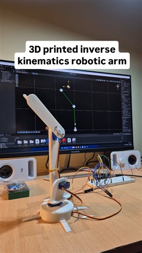 @eleven.cpp on Instagram: "Testing my 3D inverse kinematics algorithm on 3D printed robotic arm. Instead of controlling each motor manually, I now just tell the arm where to go in 3D space, and the algorithm calculates the angles instantly. Built with @unitytechnologies and @arduino.cc #engineering #arduino #unityengine #robotics #diytech"