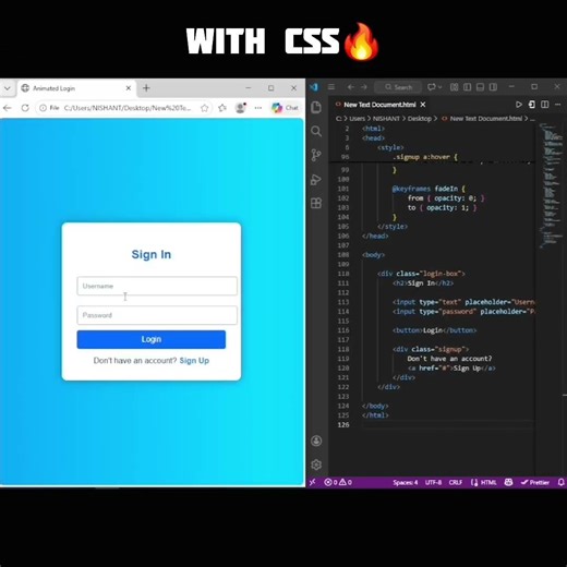html login screen🔥 | coding | vscode | #viral #coding #shorts