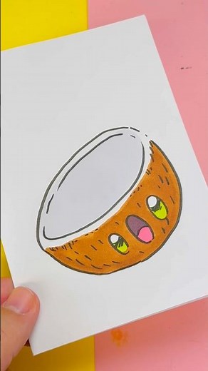 How to draw a kawaii coconut step by step