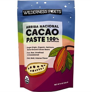 Wilderness Poets Cacao Paste - 100% Organic Raw Cacao - Multiple Sizes