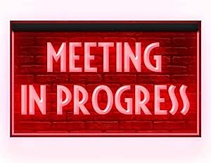 120175 Meeting in Progress Office Guests Quiet Display LED Light Neon Sign (12" X 8", Red)