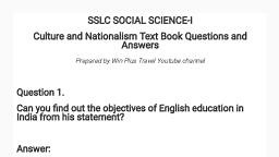 SSLC SOCIAL SCIENCE-1 UNIT 5 CULTURE & NATIONALISM.pdf - Social Science - Notes - Teachmint